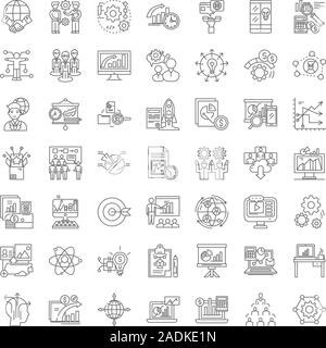 Hitech business company line icons, signs, symbols vector, linear illustration set Stock Vector
