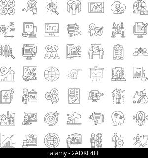 Hitech business line icons, signs, symbols vector, linear illustration set Stock Vector