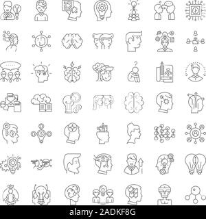 intellectual property rights line icons, signs, symbols vector, linear illustration set Stock Vector