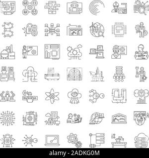 Infrastructure development line icons, signs, symbols vector, linear illustration set Stock Vector