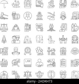 Jurisprudence line icons, signs, symbols vector, linear illustration set Stock Vector