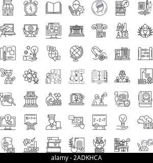 Fast learning line icons, signs, symbols vector, linear illustration set Stock Vector