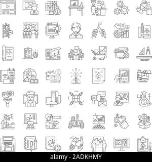 Learning organization line icons, signs, symbols vector, linear illustration set Stock Vector