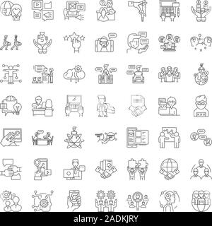 Maintenance work line icons, signs, symbols vector, linear illustration set Stock Vector