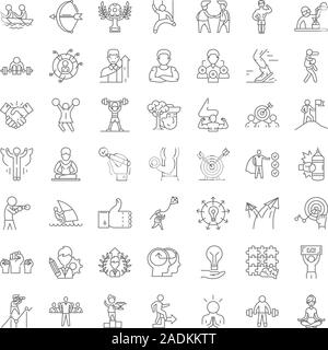 Personal motivation line icons, signs, symbols vector, linear illustration set Stock Vector