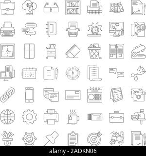 Office stationery outline concept symbols. Perfect thin line icons ...