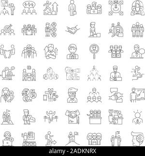 Consortium linear icons, signs, symbols vector line illustration set Stock Vector