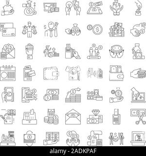 Savings linear icons, signs, symbols vector line illustration set Stock ...
