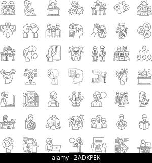 Human mindset linear icons, signs, symbols vector line illustration set Stock Vector