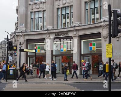 LONDON, UK - CIRCA SEPTEMBER 2019: Microsoft storefront in Oxford Circus Stock Photo