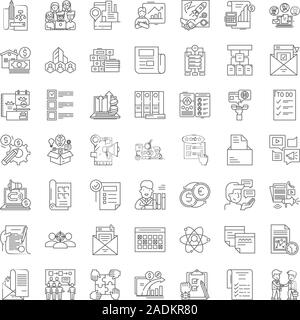 Programm linear icons, signs, symbols vector line illustration set Stock Vector