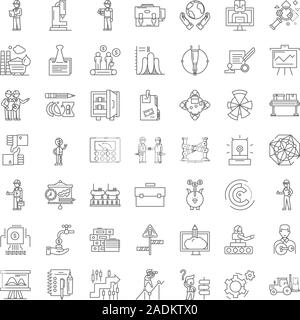 Experimentation linear icons, signs, symbols vector line illustration set Stock Vector