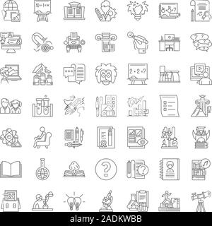 School classes linear icons, signs, symbols vector line illustration set Stock Vector