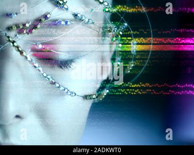 Woman dreaming, conceptual artwork. Stock Photo