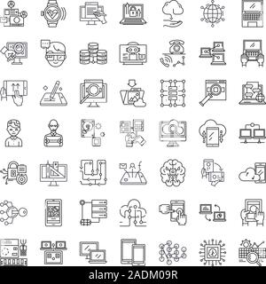 System administrator linear icons, signs, symbols vector line illustration set Stock Vector