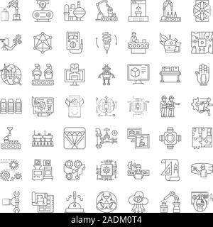 Technology linear icons, signs, symbols vector line illustration set Stock Vector