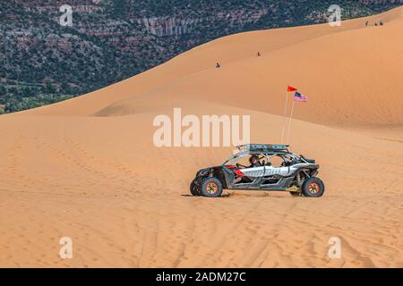 ATV riding in Coral Pink Sand Dunes State Park near Kanab, Utah Stock Photo