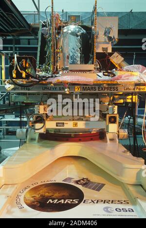 Mars Express spacecraft production. Part of the European Space Agency's Mars Express orbiter spacecraft sitting in the clean room of a factory. Mars E Stock Photo