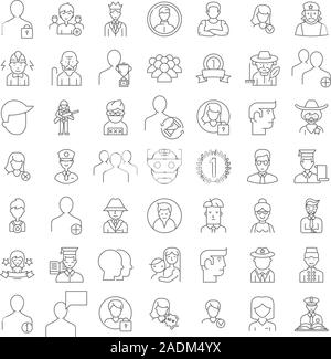 User actions linear icons, signs, symbols vector line illustration set Stock Vector