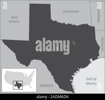 Texas region map Stock Vector