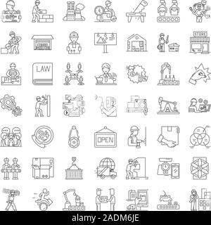Business proccess linear icons, signs, symbols vector line illustration set Stock Vector