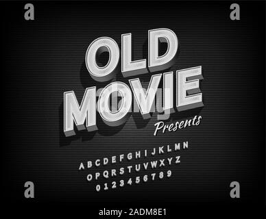 Old movie alphabet with grunge textured background for video or film, Vector Stock Vector