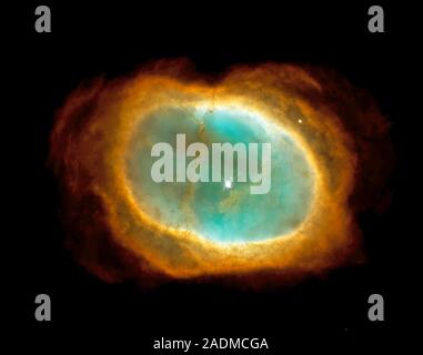 Planetary nebula NGC 3132. Hubble Space Telescope (HST) image of the planetary nebula NGC 3132, the Eight-burst, or Southern Ring nebula. The nebula i Stock Photo