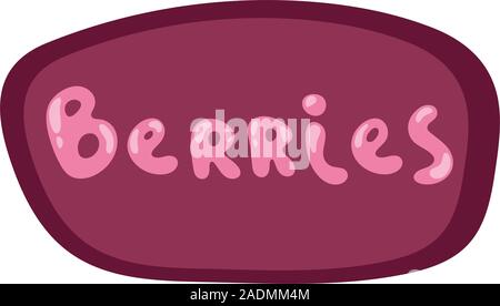 Vector logo for Berries, cut sign on oval geometric background. Vegan label with text berries for vegan nutrition Stock Vector