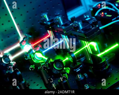 Single molecule fluorescence microscope. This apparatus requires that molecules are attached to fluorescent probes in order that they can be detected Stock Photo