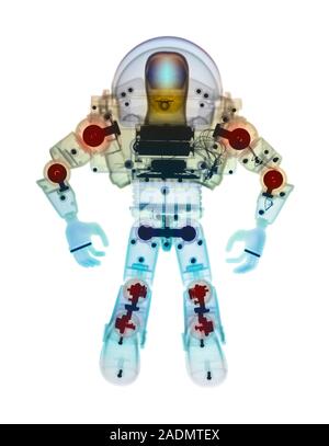 Toy robot, coloured X-ray. Stock Photo