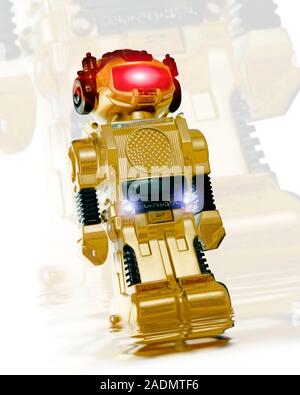 Toy robot. Computer artwork of a humanoid toy robot. Several brands of robotic toys have been developed since the late 1990s. Stock Photo