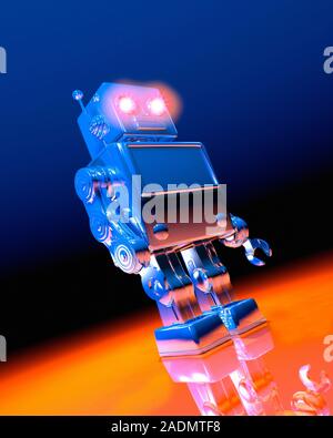 Toy robot, computer artwork. Stock Photo