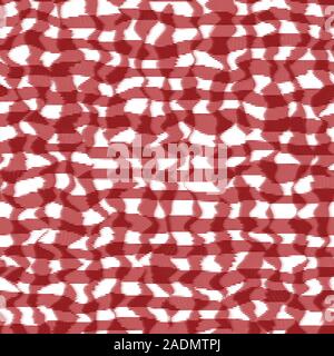 Distorted gingham red and white wavy line pattern Stock Vector