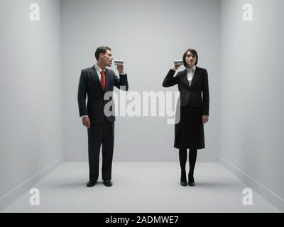 Communication. Conceptual image of outdated technology in the workplace. Stock Photo