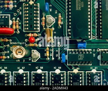 Transam Tuscan S100 processor board (mother board) showing details of video display control section for a computer - lifesize. Stock Photo