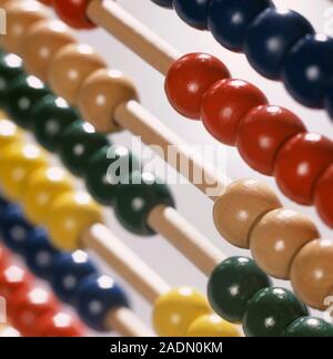 Abacus. The abacus is an early form of arithmetic calculator. Its name is derived from a method of counting using stones on a 'flat surface' (= abacus Stock Photo