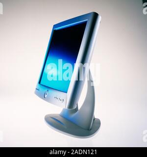 Flat-panel computer screen. This will consist of a backlit liquid crystal display (LCD) that is thin, and so smaller and lighter than a cathode ray tu Stock Photo