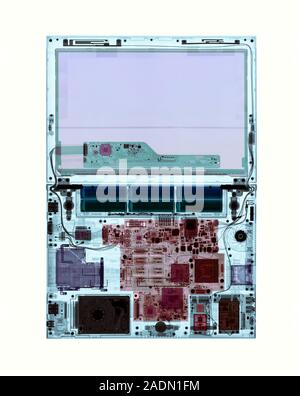 Laptop, coloured X-ray. Stock Photo