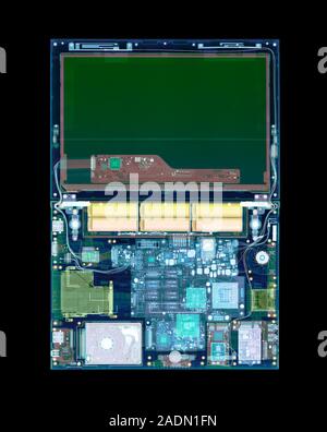 Laptop, coloured X-ray. Stock Photo