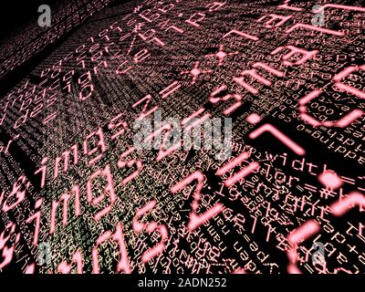 Internet computer code. Lines of Hypertext Markup Language (HTML), the language used by programmers to develop web sites. HTML code is written in text Stock Photo