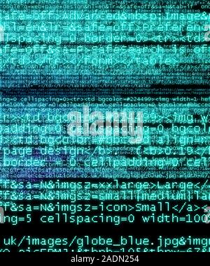 Internet computer code. Lines of Hypertext Markup Language (HTML), the language used by programmers to develop web sites. HTML code is written in text Stock Photo