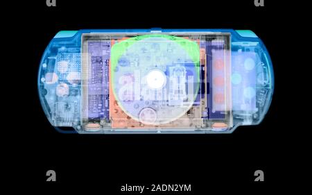 Game console, coloured X-ray. Stock Photo