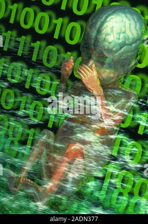 Baby artificial intelligence. Conceptual computer artwork of a digital baby. This could represent the birth of human-level artificial intelligence. It Stock Photo