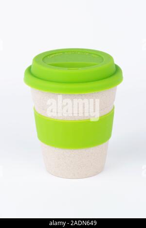 A reusable coffee cup shot on a white background. Stock Photo