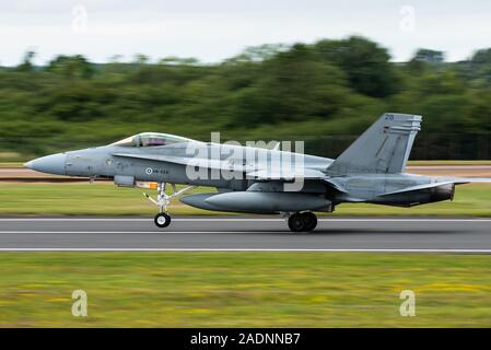 A McDonnell Douglas F/A-18 Hornet twin-engine fighter jet of the Finnish Air Force. Stock Photo