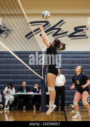 Volleyball action with Timberlake vs Gooding High School in Coeur d'Alene, Idaho. Stock Photo