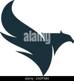 Eagle flapping its wings and flying. Abstract eagle icon. Stock Vector
