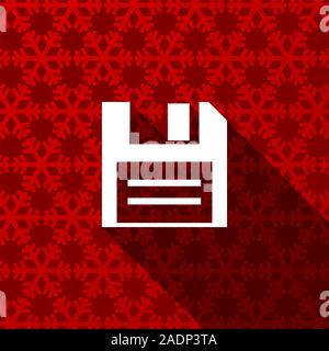 Disk flat design christmas and winter concept vector icon with snowflakes Stock Vector