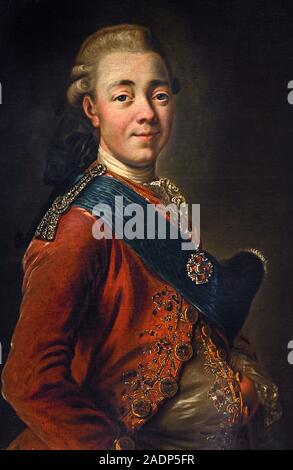 Portrait of the Grand Duke Pavel Petrovitch (1754-1801), 1776. Artist: Alexander Roslin, (1718-1793) -, Jewels of Russian imperial court, 18th-19th Century, Russia. ( Future Tsar Paul I 1765-95 ) Stock Photo