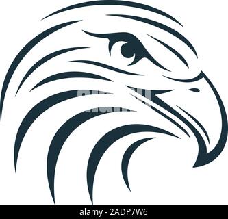 Eagle head on white background. Striped eagle head icon. Stock Vector